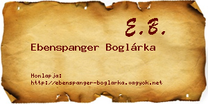Ebenspanger Boglárka névjegykártya